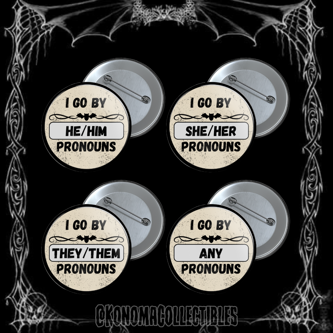 Spooky Pronoun Pins