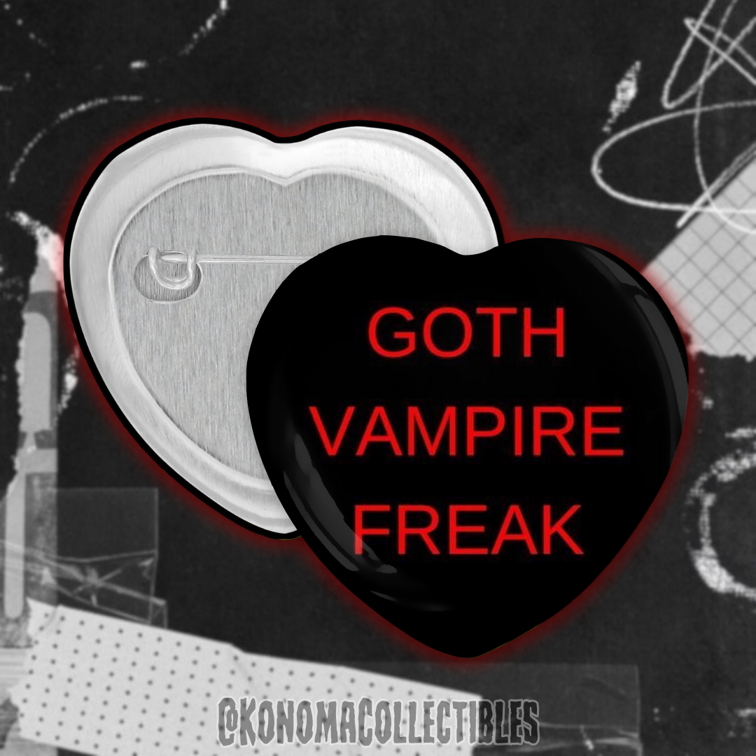 Goth Vampire Freak Heart Pin