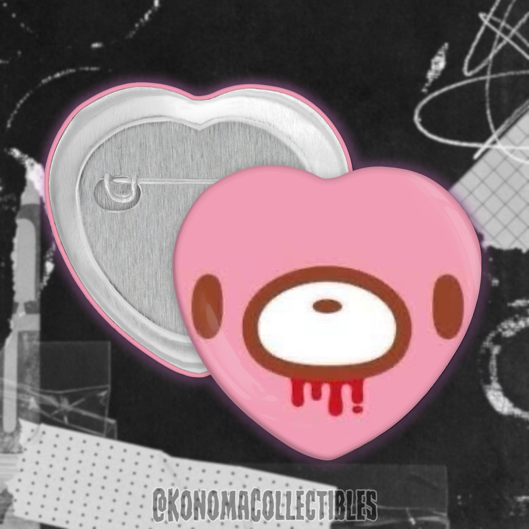 Gloomy Bear Face Heart Pin