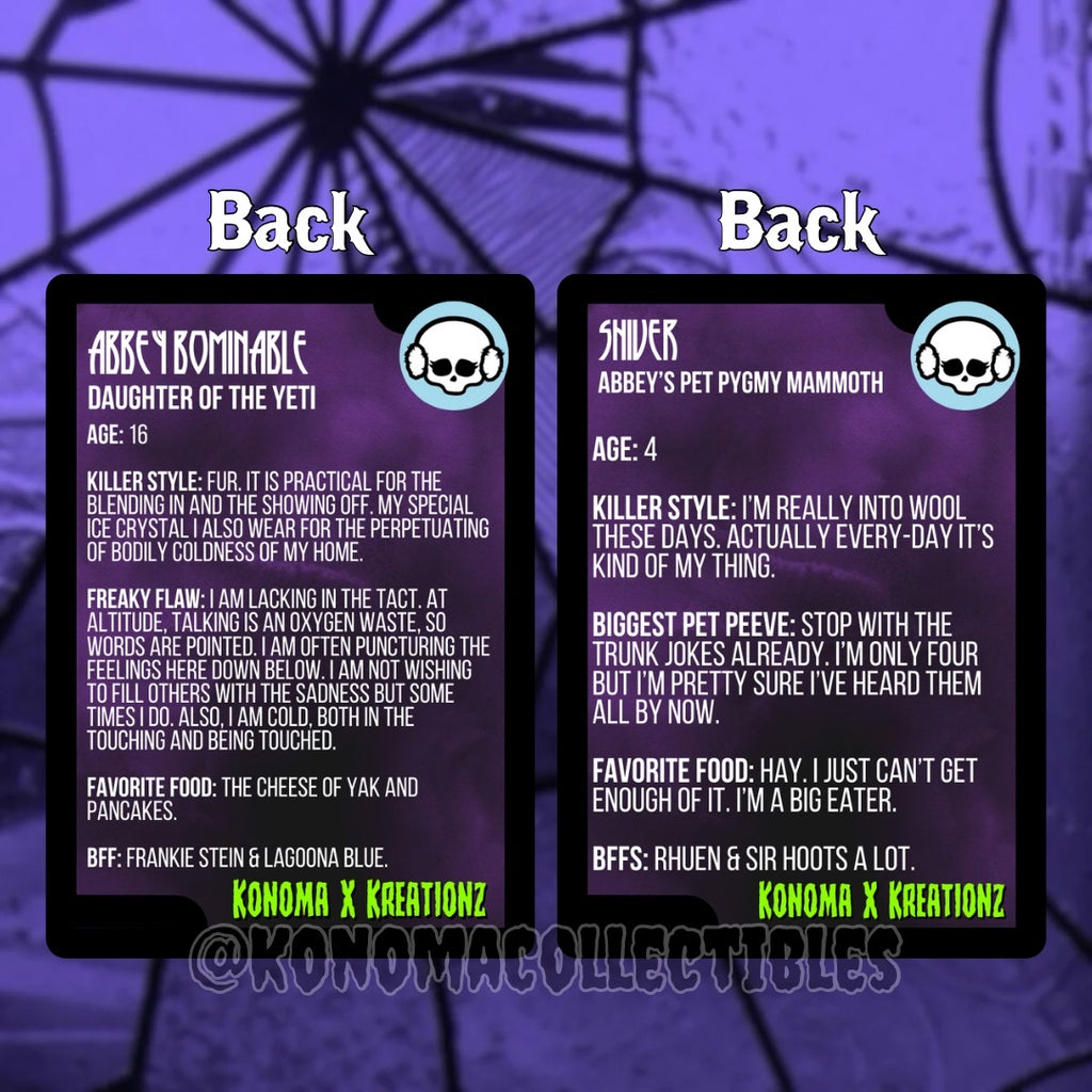 Abbey Bominable & Shiver Monster High Trading Cards