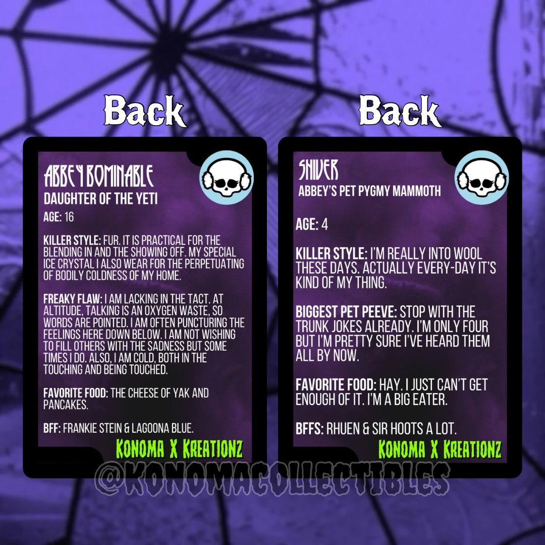 Abbey Bominable & Shiver Monster High Trading Cards