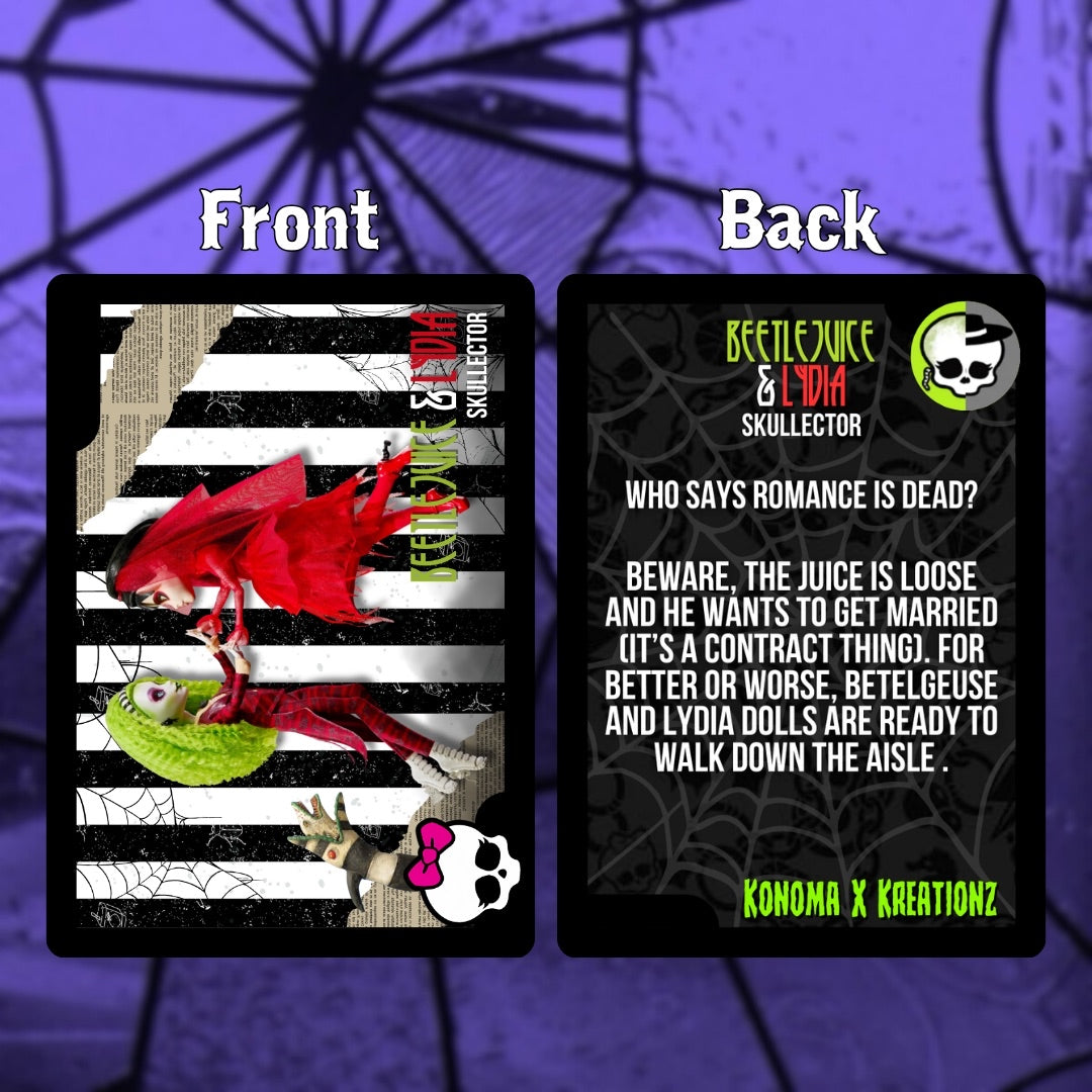 Beetlejuice & Lydia Monster High Skullector Trading Card