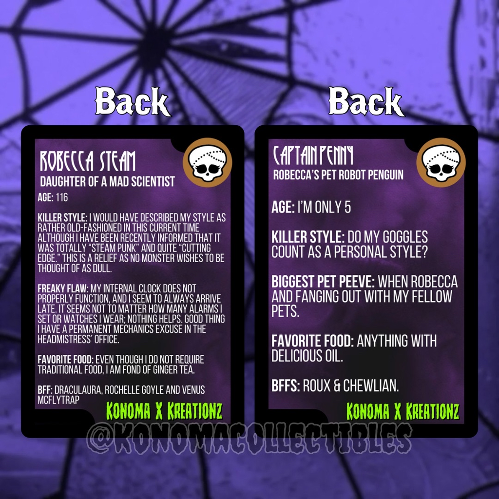 Robecca Steam & Captain Penny Monster High Trading Cards