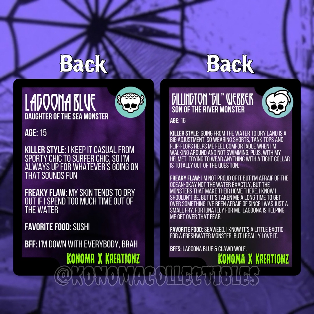 Lagoona Blue & Gil Webber Monster High Trading Cards