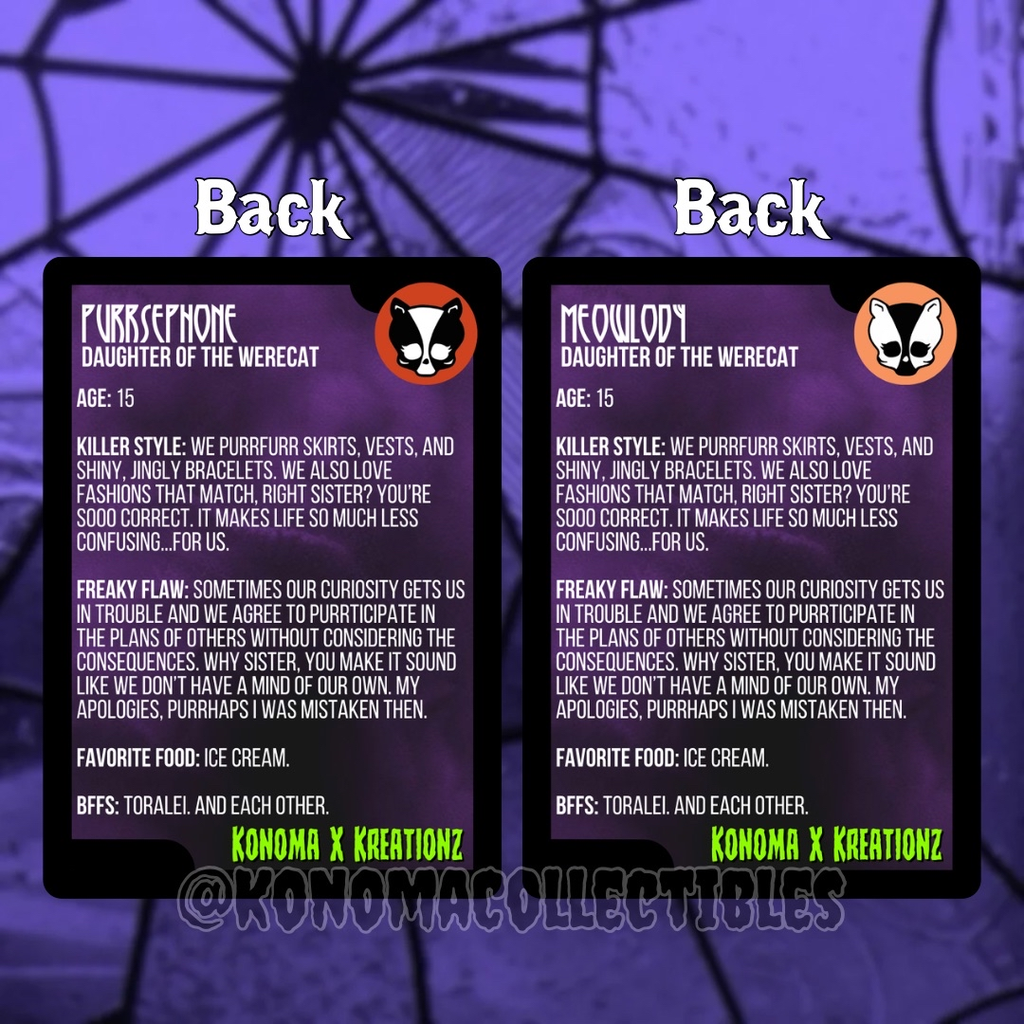Purrsephone & Meowlody Monster High Trading Cards