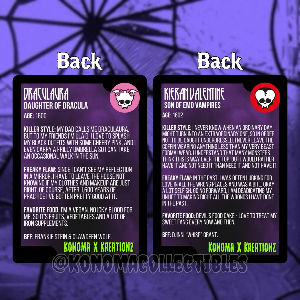 Draculaura & Kieran Valentine Monster High Trading Cards