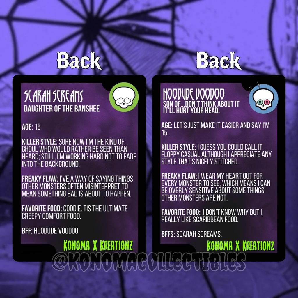 Scarah Screams & Hoodude Voodoo Monster High Trading Cards