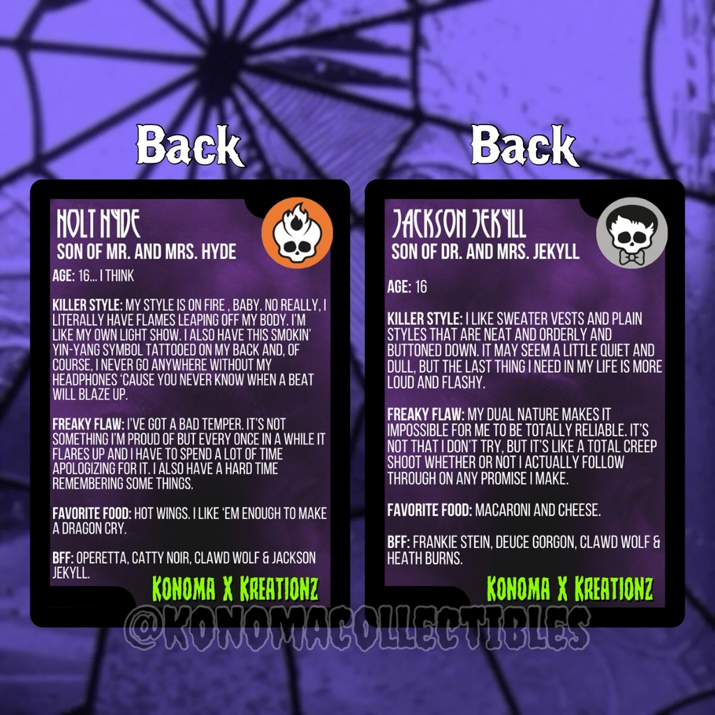Holt Hyde & Jackson Jekyll Monster High Trading Cards