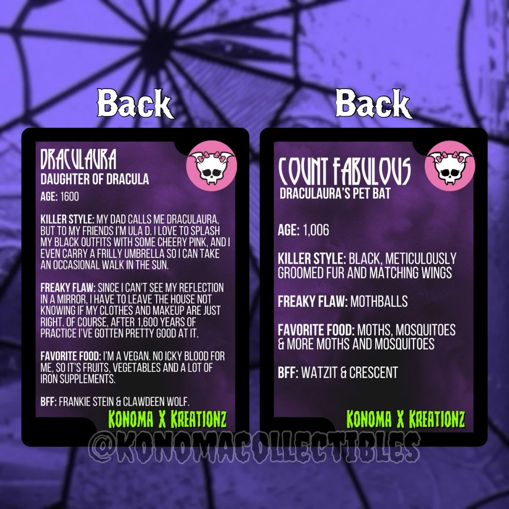 Draculaura & Count Fabulous Monster High Trading Cards