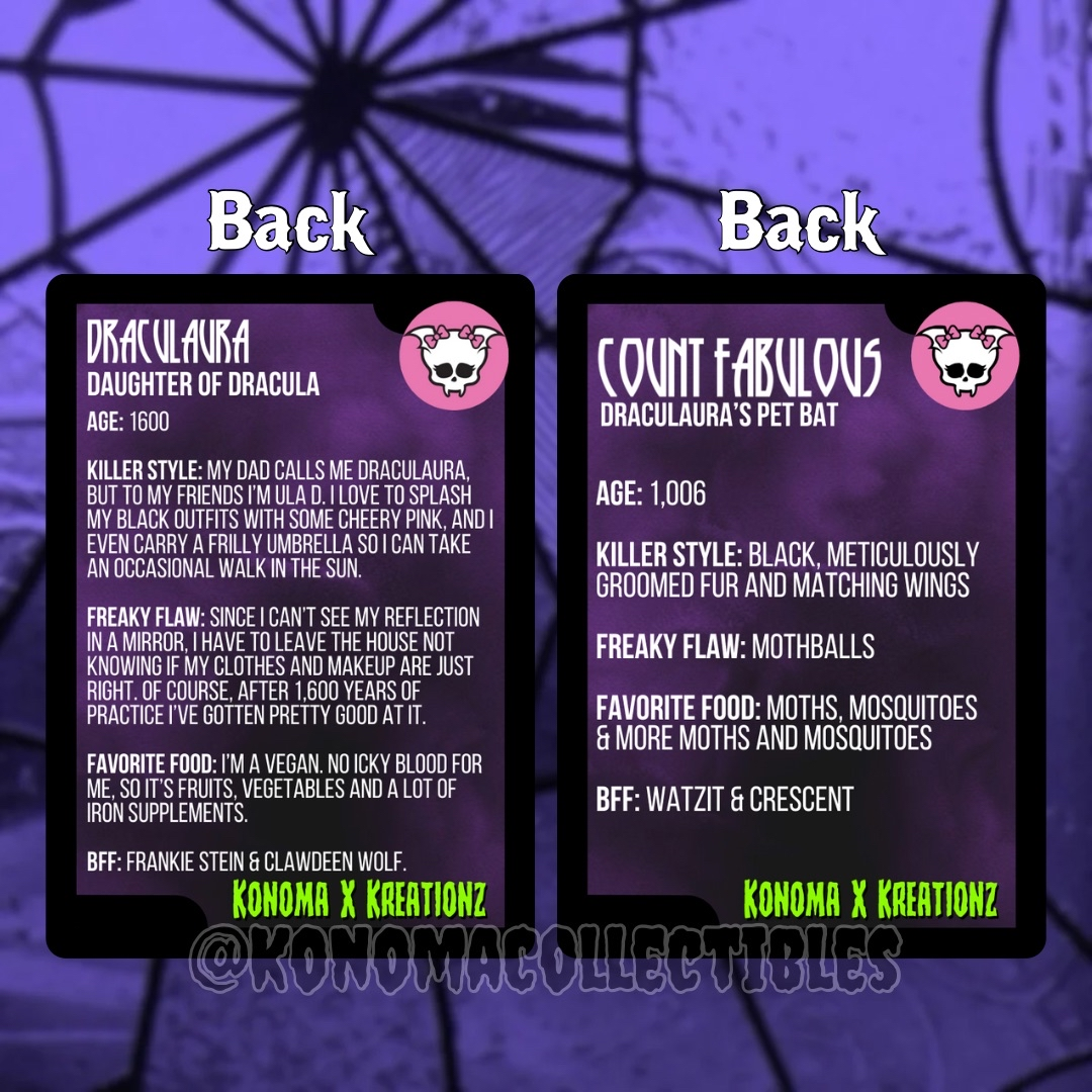 Draculaura & Count Fabulous Monster High Trading Cards