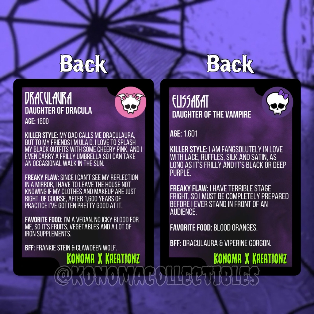 Draculaura & Elissabat Monster High Trading Cards